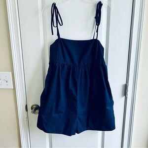 Casual Navy Blue Romper with Adjustable Tie Straps Sz XL